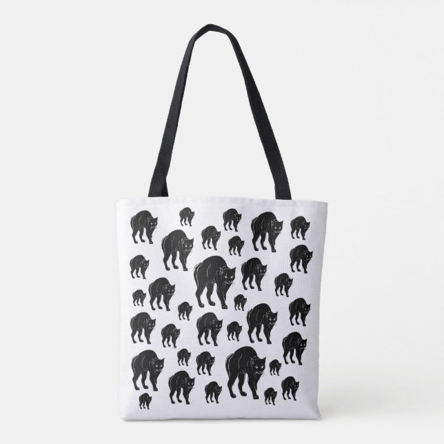 Bolsa Tote Desenho de Silhueta Preta de Vento Halloween (Verso)