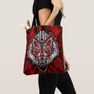 Bolsa Tote Desenho de Totem Tribal Haida de Lobo