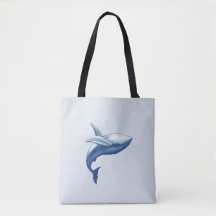 Bolsa Tote Desenho de uma baleia-jubarte fofa saltando para f