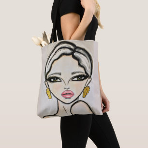 Bolsa Tote Desenho de uma Lábios Rosa Moderna
