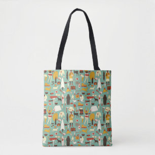 Bolsa Tote desenho desenhado à mão com um padrão de acampa