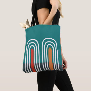 Bolsa Tote Desenho desenhado à mão em arco-íris boho