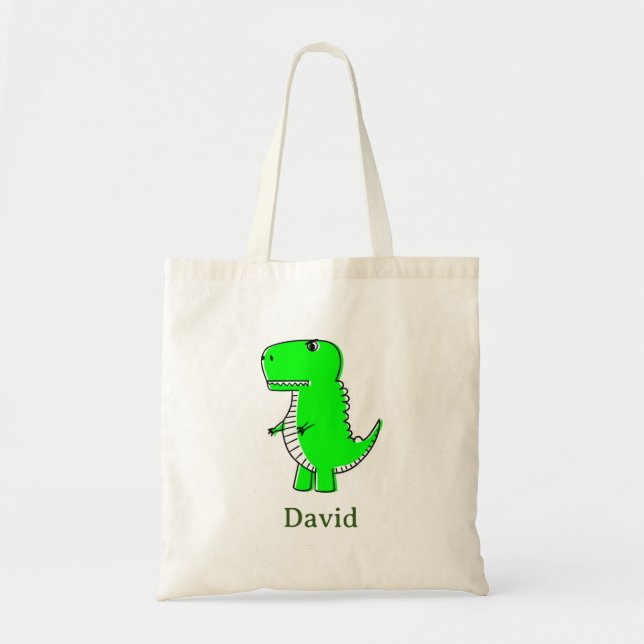Bolsa Tote Desenho do Dinossauro Verde (Frente)