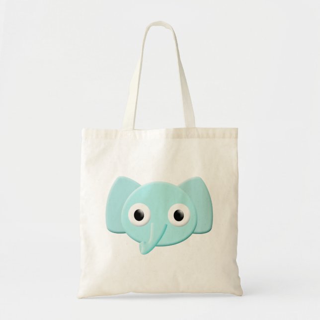 Bolsa Tote Desenho do Elefante Azul Bebê (Frente)