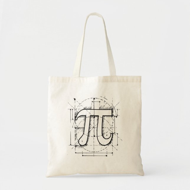 Bolsa Tote Desenho do número do Pi (Frente)
