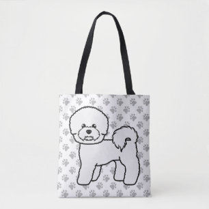 Bolsa Tote Desenho e patas de cãozinho-de-bichon Frise