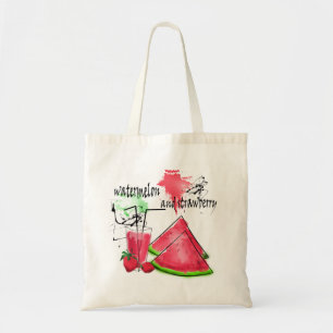 Bolsa Tote Desenho em aquarela e morangos