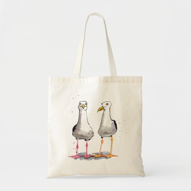 Bolsa Tote Desenho engraçado da tinta da gaivota - gaivotas c (Frente)