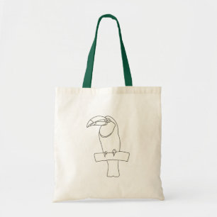 Bolsa Tote Desenho esquemático da ave tucana sentada no galho