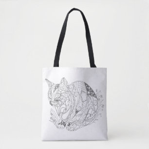 Bolsa Tote Desenho ilusório da arte abstracta do gato