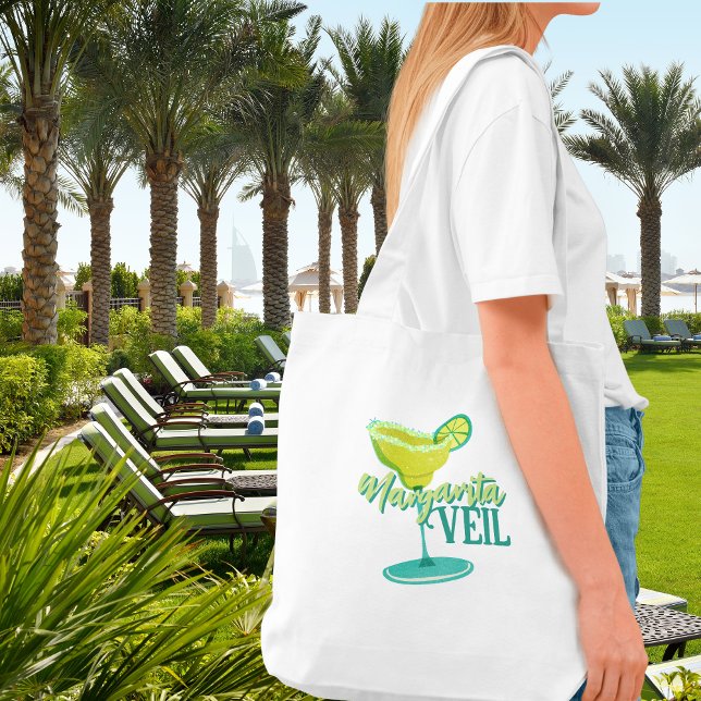 Bolsa Tote Desenho Ilustrado de Despedida de Solteira com Véu (Spice up the celebration with this Margarita Veil Tropical Fiesta Bachelorette Collection!)