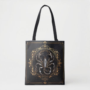 Bolsa Tote Desenho Intricado de Escorpião com Acentos Ornamen