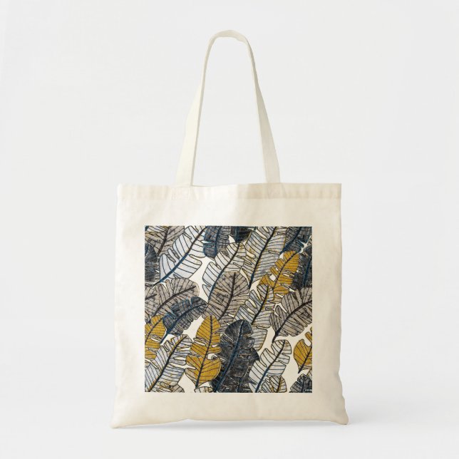 Bolsa Tote Desenho manual: Folhas tropicais (Frente)