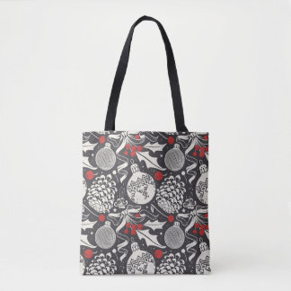 Bolsa Tote Desenho-Mão De Natal: Mistletoe Pine Seamless.