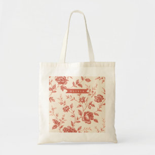 Bolsa Tote Desenho personalizado de toile floral delicada vin