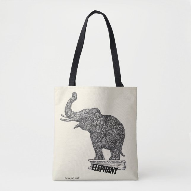 Bolsa Tote Desenho preto e branco do elefante, 1935 (Frente)