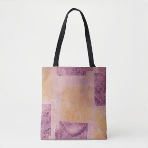 Bolsa Tote Desenho Quadrado Roxo e Dourado