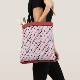 Bolsa Tote Desenho Romântico de Seta, Coração e Amor