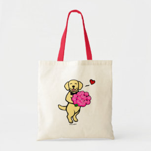 Bolsa Tote Desenhos animados amarelos de Labrador com rosas