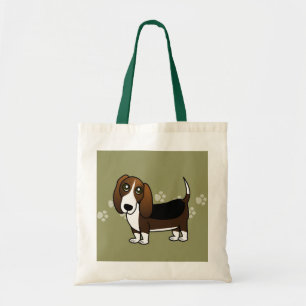 Bolsa Tote Desenhos animados bonitos de Basset Hound - Brown
