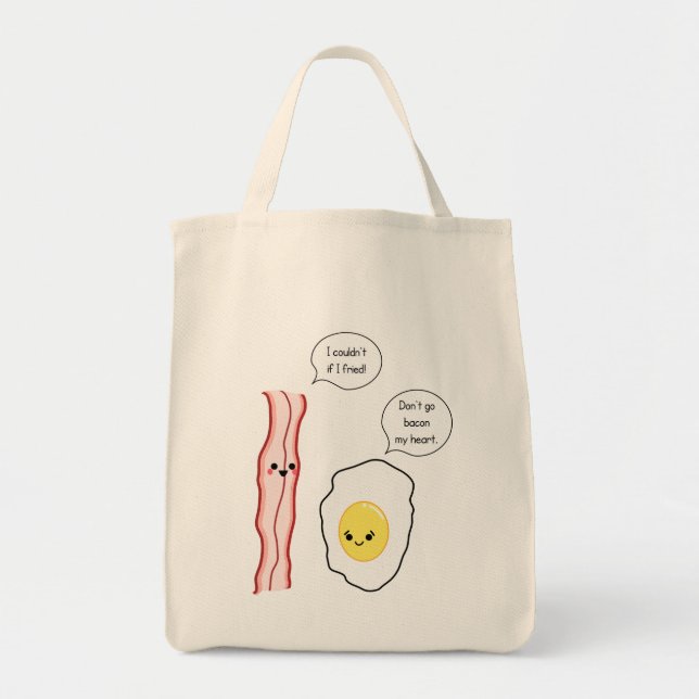 Bolsa Tote Desenhos animados bonitos do bacon e do ovo (Frente)