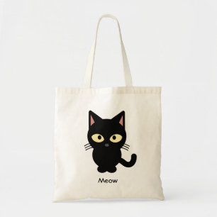Bolsa Tote Desenhos animados bonitos do meow do gato preto