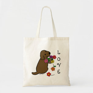 Bolsa Tote Desenhos animados da cesta da flor do filhote de