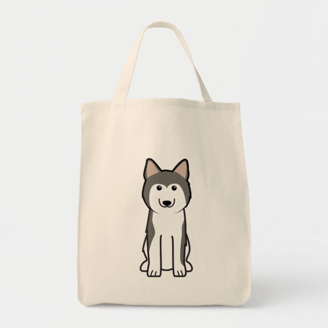 Bolsa Tote Desenhos animados do cão do rouco Siberian (Frente)