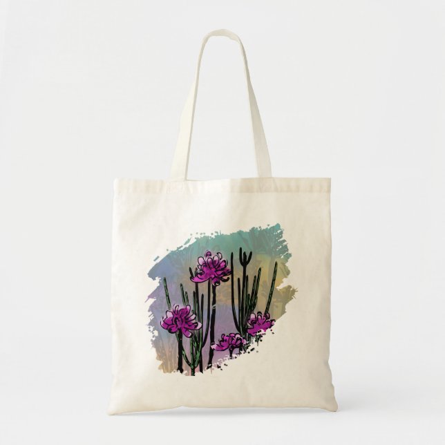 Bolsa Tote Desert Bloom Paint Splatter Tote Bag (Frente)
