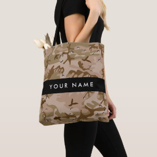 Bolsa Tote Desert Camouflage Pebbles, o teu nome Personaliza