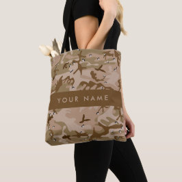 Bolsa Tote Desert Camouflage Pebbles, o teu nome Personaliza