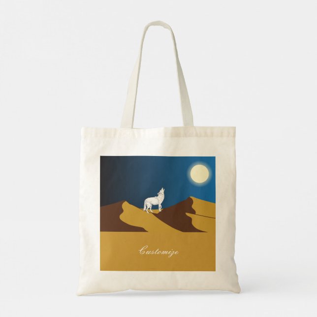 Bolsa Tote Desert Coyote Howling Full Moon Thunder_Cove (Verso)