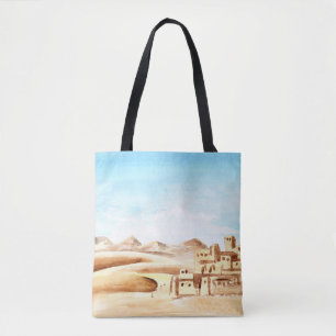 Bolsa Tote Desert Dunes African City Watercolor