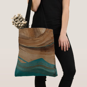 Bolsa Tote Desert Dunes Oasis Turquoise Beauthy Earthy Flow