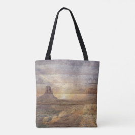 Bolsa Tote Desert Landscape Monument Valley And Cloudy Sky   