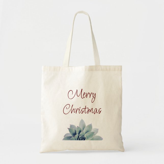 Bolsa Tote Deserto Botânico Suculento Feliz Natal (Frente)