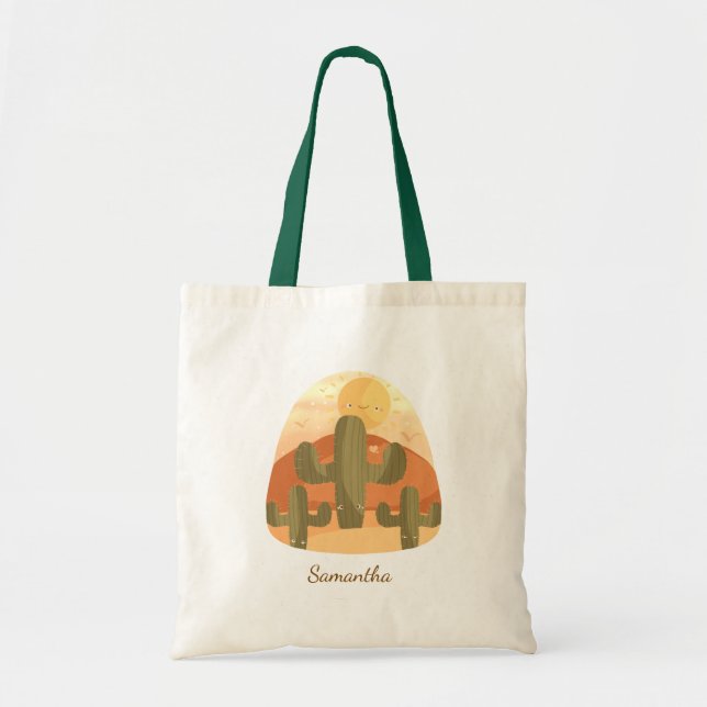 Bolsa Tote Deserto de Cacto com Sol (Frente)