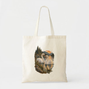 Bolsa Tote Deserto do Lago Montanhoso do Pôr do Sol dos Cisne