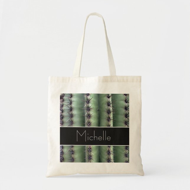 Bolsa Tote Deserto Moderno de Saguaro Cactus Verde (Frente)