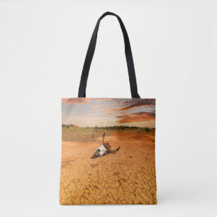 Bolsa Tote Desertos Deserto com Crânio de Vaca
