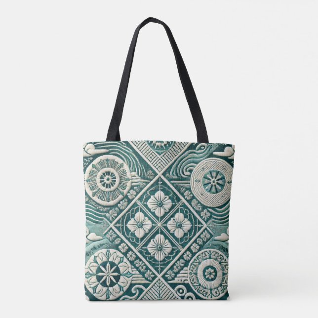 Bolsa Tote Design 1 inspirado em Shashiko (Verso)