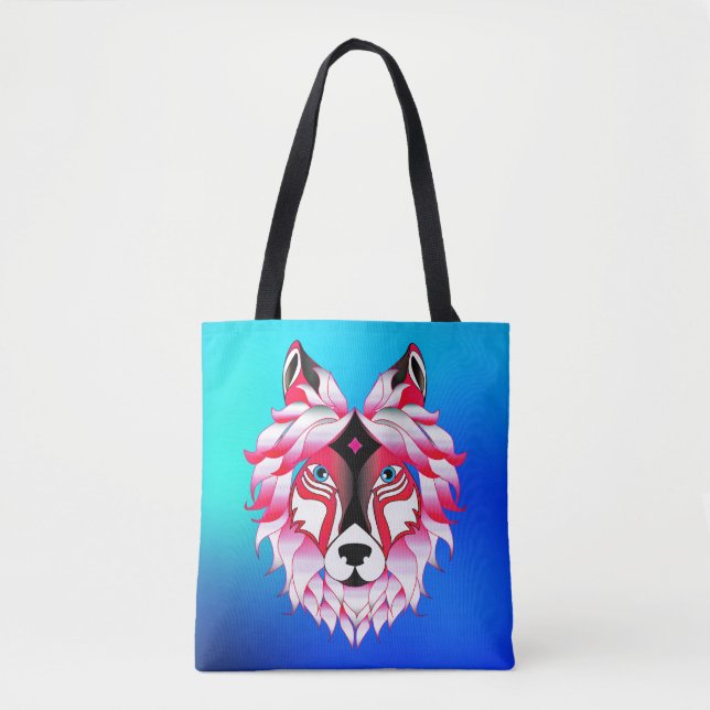 Bolsa Tote Design- 24531 Pink Wolf Head (Frente)