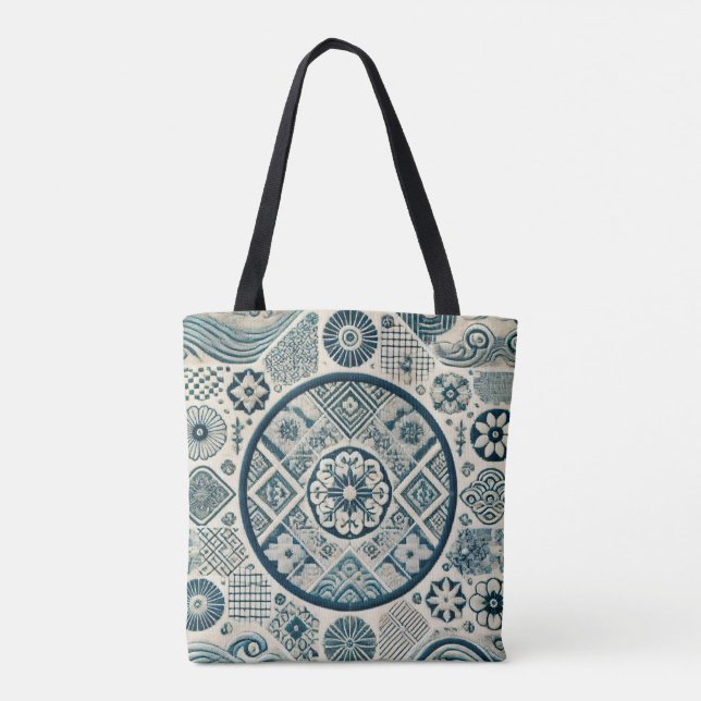 Bolsa Tote Design 3 inspirado em Shashiko (Verso)