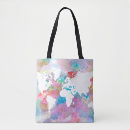 Bolsa Tote Design 48 mapa mundial azul-rosa