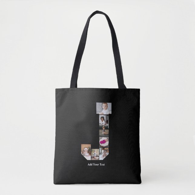 Bolsa Tote Design a sua própria letra J Poster de colagem de  (Frente)