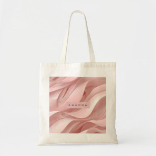 Bolsa Tote Design Abstrato de Fluxo Rosa Bege Personalizado S