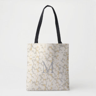 Bolsa Tote Design abstrato de folhas Douradas de Cinzas de Cr