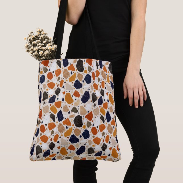 Bolsa Tote Design Abstrato de Terrazzo Mediterrâneo (Close Up)