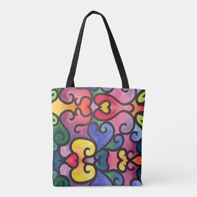 Bolsa Tote Design abstrato do coração (Verso)