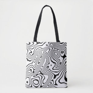 Bolsa Tote Design abstrato do espiral líquido branco preto